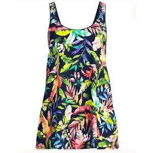 Lands End Womens One Piece Swimsuit Dress Colorful Size 1X Beach Modest NWOT $99